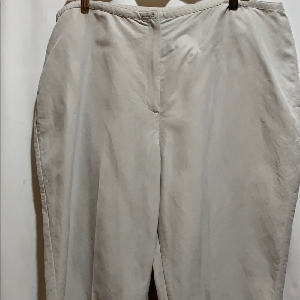 ALIA CROPPED PANT TAN SZ 18 RAYON/FLAX EL WAIST